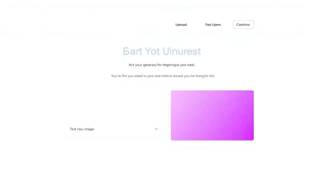 A clean, minimalist web interface of a free AI video generator for beginners, showing a text input box and an image upload area, bright white background with soft blue accents, 4k, high resolution