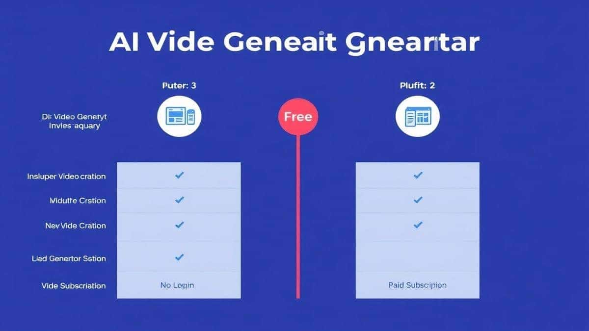 A clean, modern infographic-style chart comparing the features of different AI video generation tools. Categories include Price, Speed, Ease of Use, and Output Quality. The design is minimal, with icons and clear typography. 4k, professional layout.
