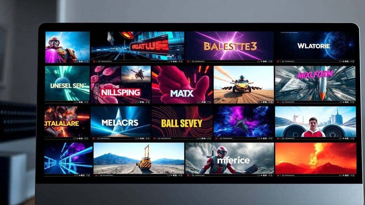 A dynamic collage showing various creative video clips being generated on a computer screen, representing the best free text to video AI tools, modern interface, vibrant colors, high tech feel, 4k quality, photorealistic style