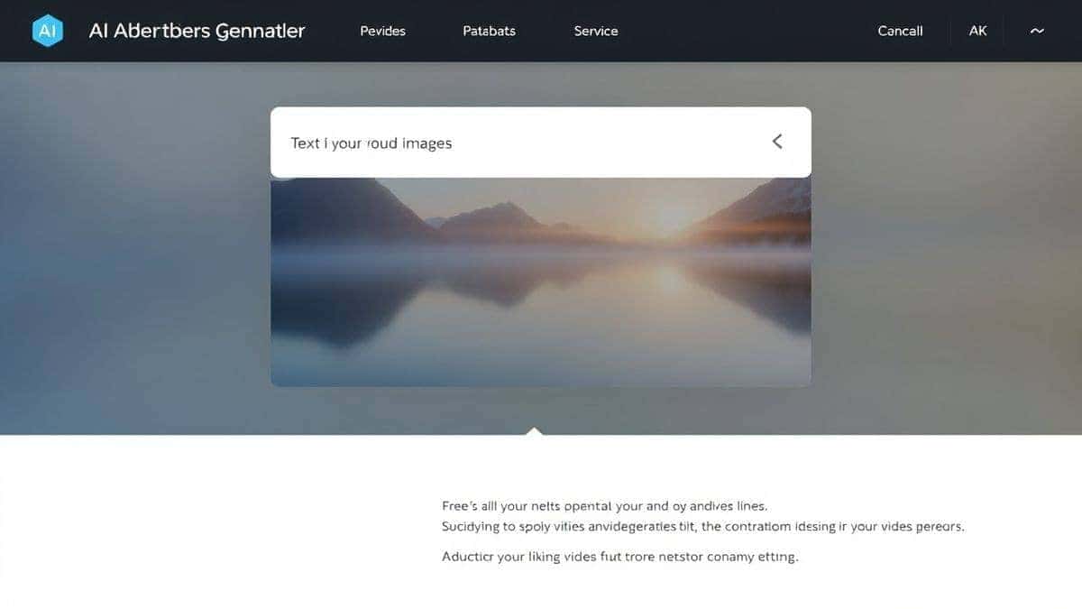 Close up screenshot of the Free AI Video Generator Online interface showing a text input box and image upload area, clean minimalist design, bright blue accent colors, high resolution