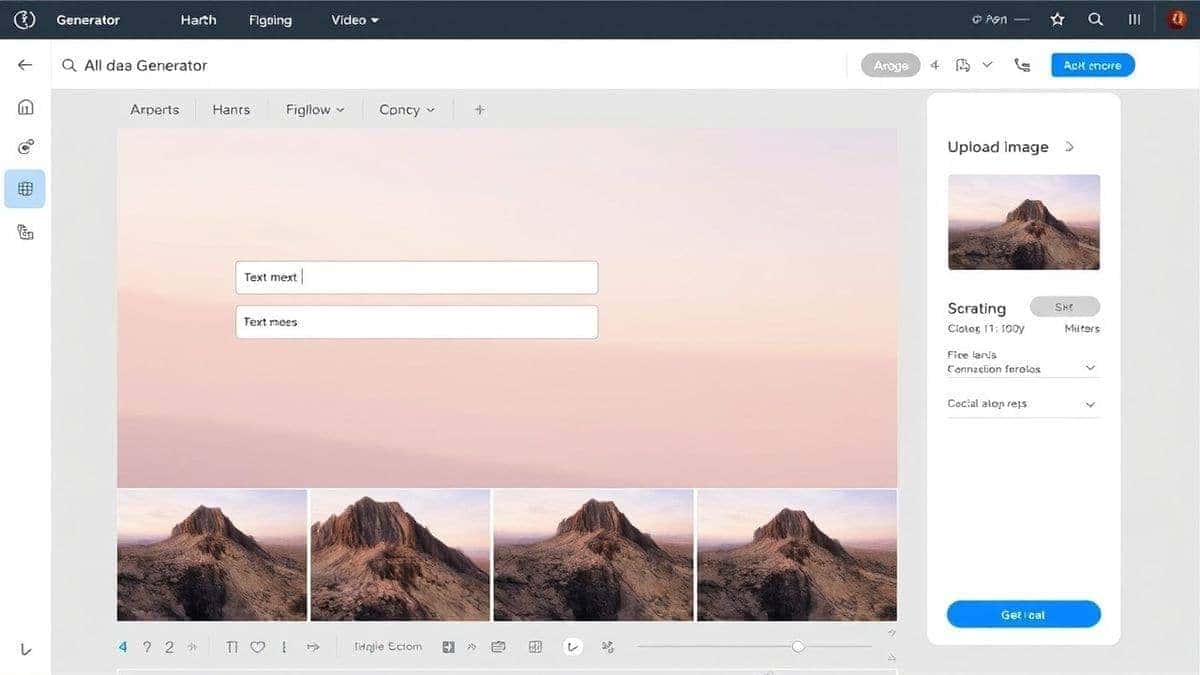 Screenshot style image of the Free AI Video Generator Online interface, clean user dashboard, text input box and image upload area, bright modern web design, high quality